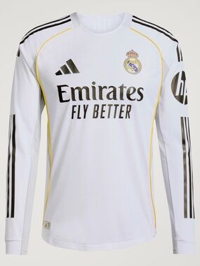 NWT Adidas Real Madrid 25/26 Long Sleeve Home Authentic Jersey Men Medium JN8866